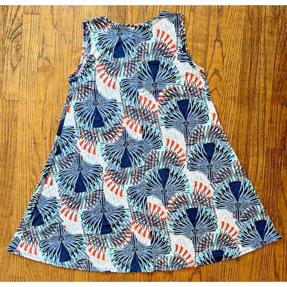 SJS A Line Dress Textured Abstract Star Burst Pattern Red White Blue July 4th LG - Picture 5 of 10